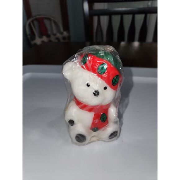 Vintage Robert Alan Candle Company 5” Christmas Bear and Snowman Candles - Picture 2 of 5